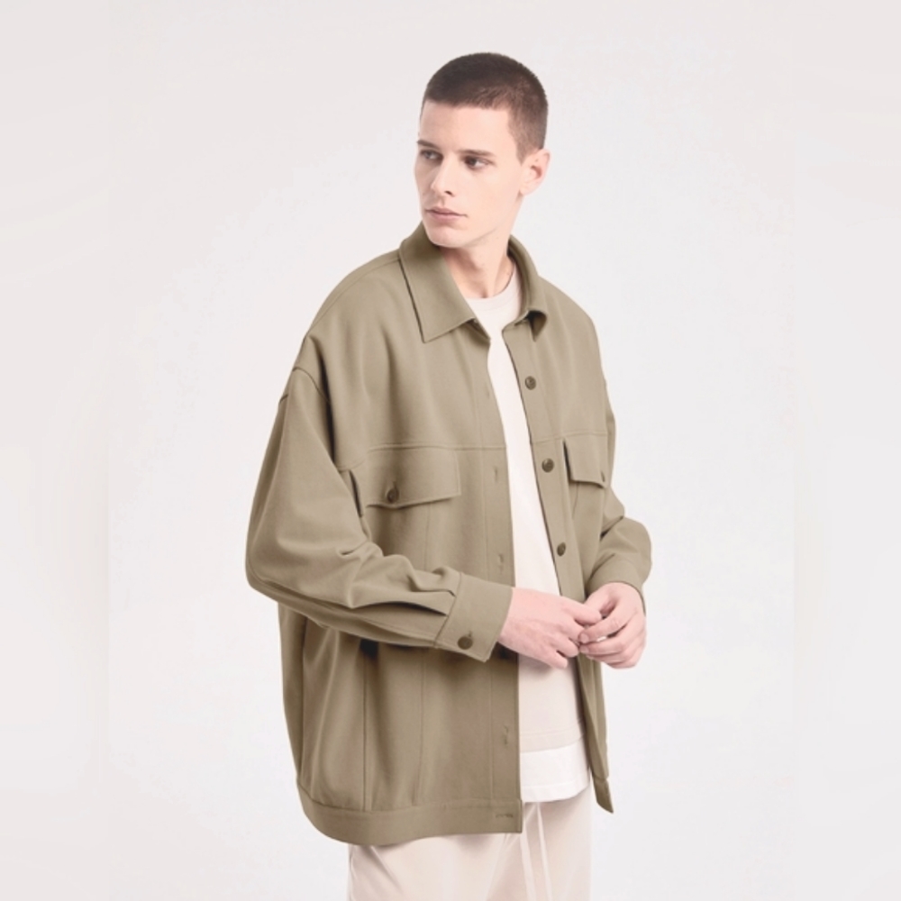NWT Jersey Fleece Shirt Jacket (Beige) - NAP Loungewear